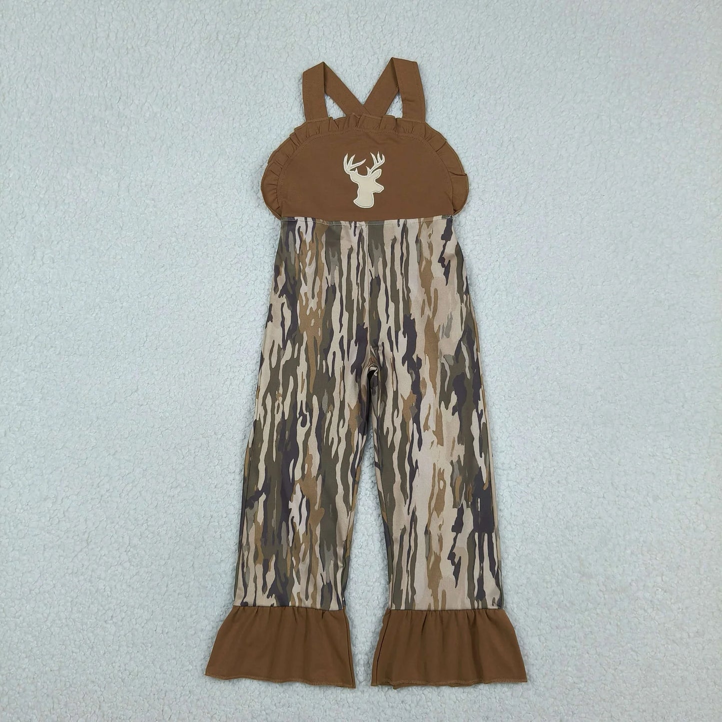 Sibling Baby Boys Girls Kids Embroidery Deer Dogs Duck Tops Camo Pockets Shorts Sets Romper Jumpsuit RTS