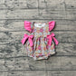 Baby Girls Kids Short Sleeves Flower Pink Bows Bubble Summer Romper RTS