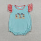 Sibling Baby Boys Girls Embroidery Dogs Flags Rompers Sets 4th of July Clothes RTS