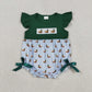 Sibling Baby Boys Girls Infant Short Sleeves Embroidery Ducks Green Bubble Rompers RTS