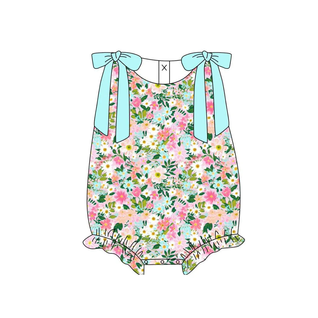 ( Moq 5 ) Preorder Baby Girls Kids Bows Sleeveless Flower Summer Bubble Romper