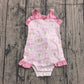 Baby Girls Kids Sleeveless Pink Bows Flower Summer Romper RTS