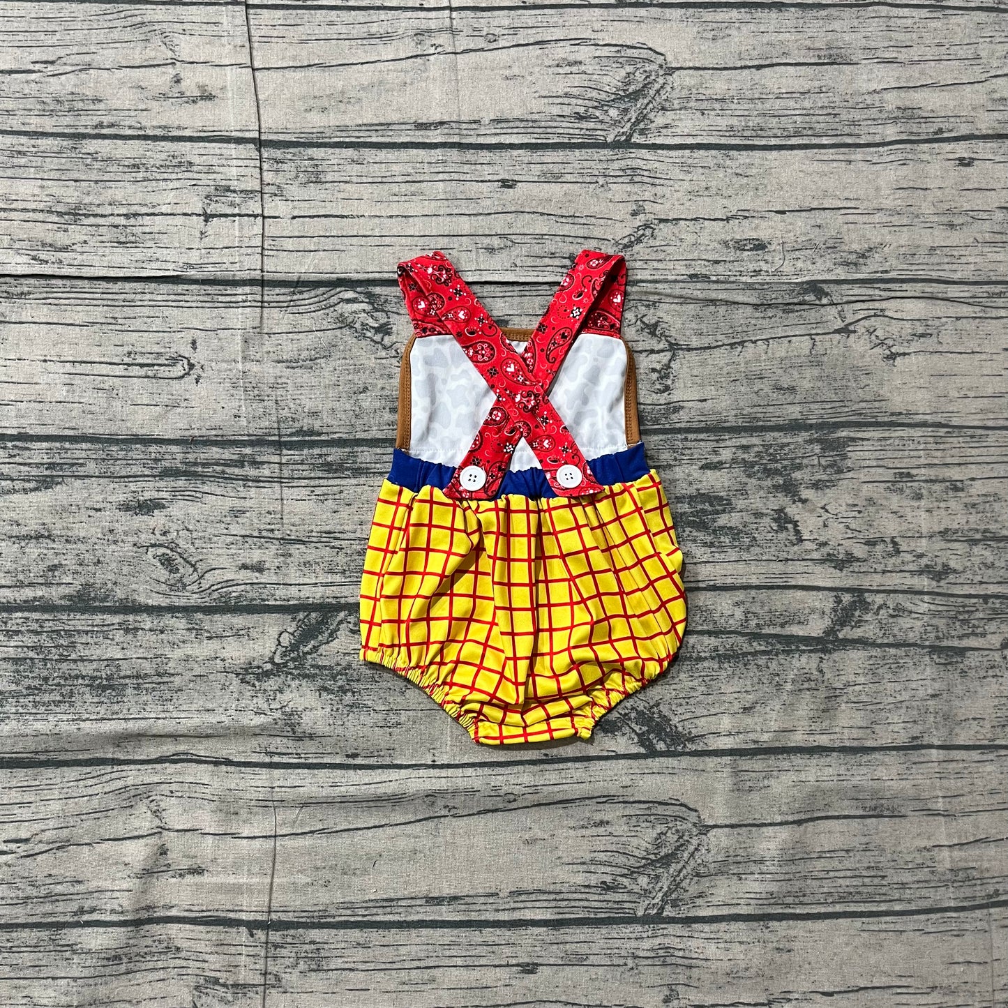 ( No moq )  Preorder Baby Boys Infant Cow Print Yellow Plaid Bubble Romper