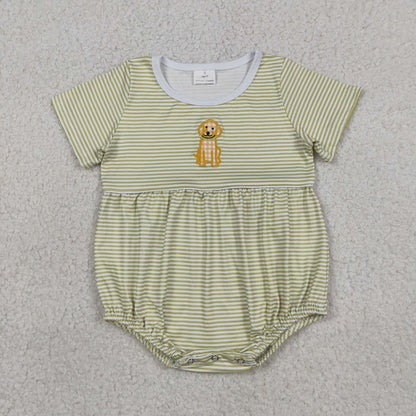 Sibling Baby Boys Kids Embroidery Dogs Shirt Shorts Set Stripes Romper Summer Clothes RTS