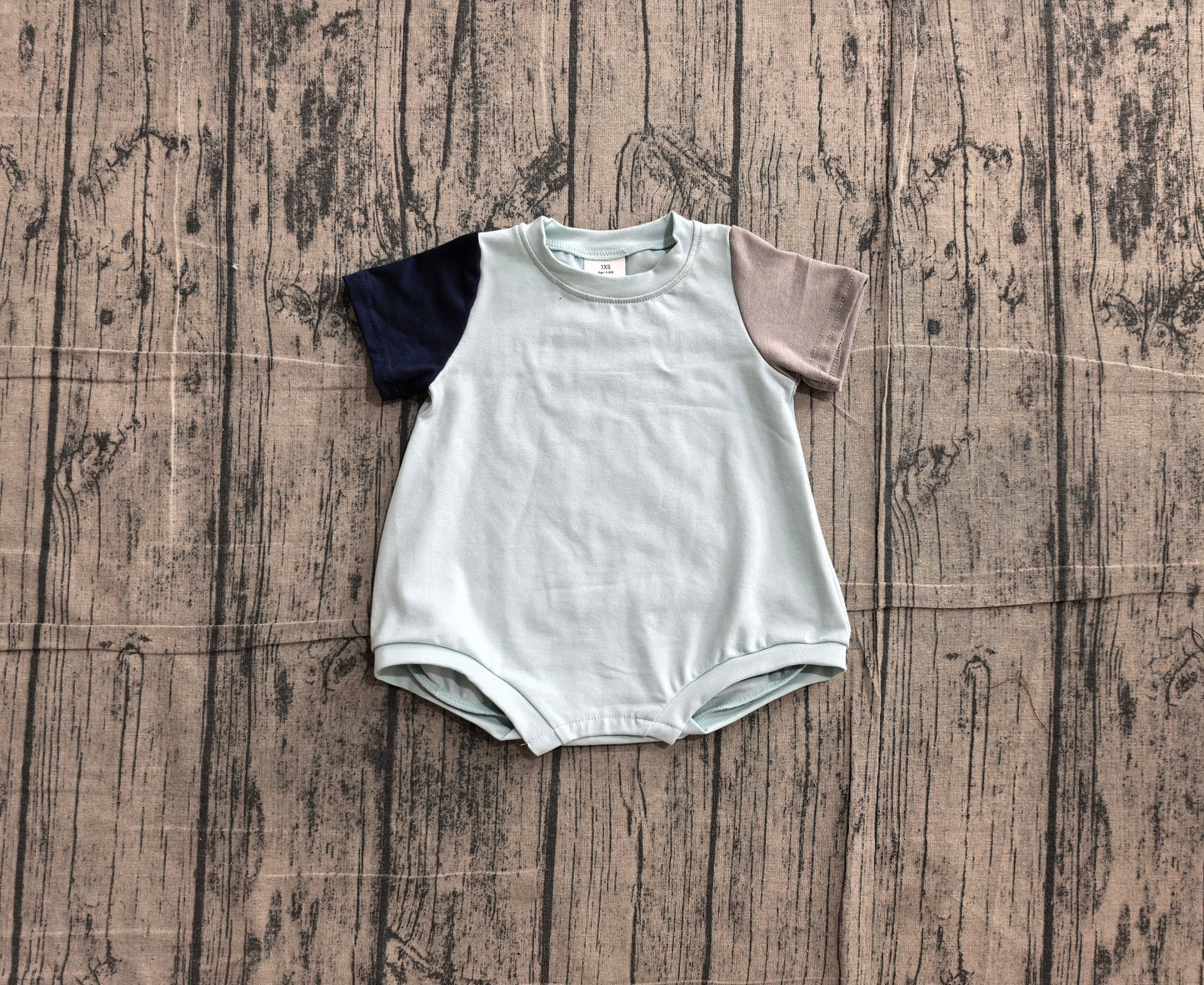 ( No moq )  Preorder Baby Boys Infant Short Sleeves Blue Cotton Bubble Romper Clothes