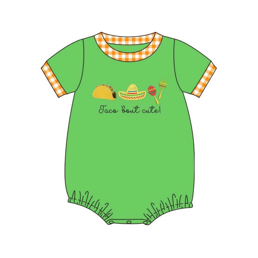 ( Moq 5 )  Preorder Baby Boy Infant Short Sleeves Green Bubble Romper Brown Clothes