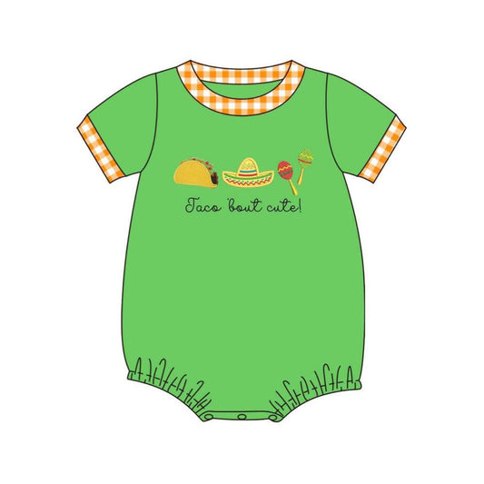 ( Moq 5 )  Preorder Baby Boy Infant Short Sleeves Green Bubble Romper Brown Clothes