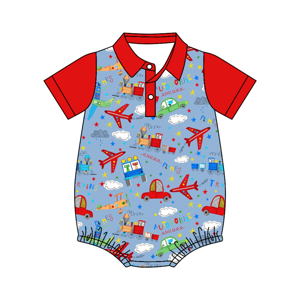 ( Moq 5 ) Preorder Baby Boys Infant Short Sleeves Plane Car Romper Summer Clothes