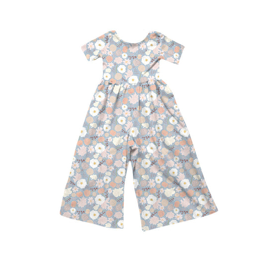 ( Moq 5 ) Preorder Baby Girls Toddler Short Sleeves Flower Pants Jumpsuit Clothes