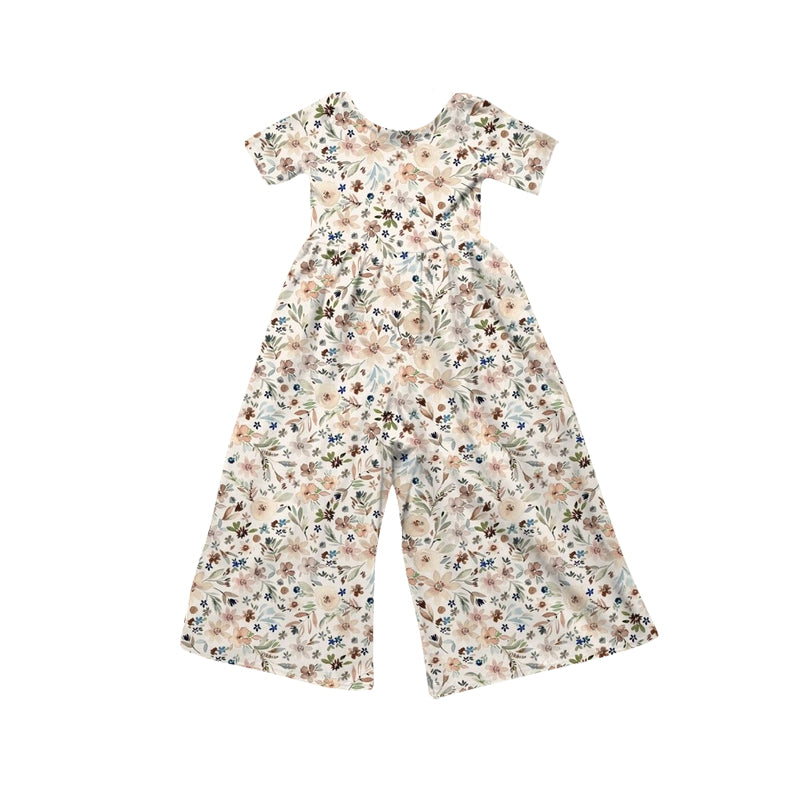 ( Moq 5 ) Preorder Baby Girls Kids Short Sleeves Flower Pants Jumpsuit Clothes