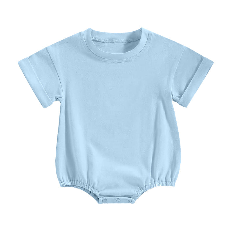 ( Moq 5 ) Preorder Baby Boys Kids Short Sleeves Blue Cotton Bubble Romper Clothes