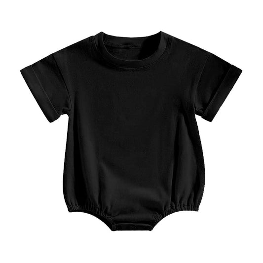 ( Moq 5 ) Preorder Baby Boys Kids Short Sleeves Black Cotton Bubble Romper Clothes