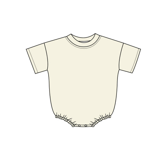 ( Moq 5 ) Preorder Baby Kids Infant Short Sleeves Cotton Bubble Romper Summer Cream Clothes