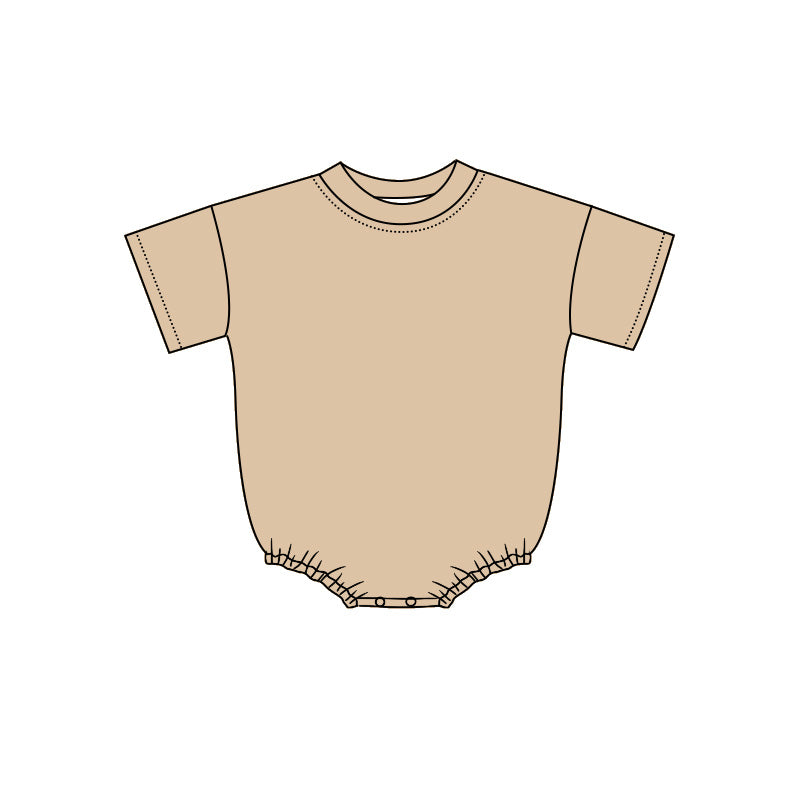 ( Moq 5 ) Preorder Baby Kids Infant Short Sleeves Cotton Bubble Romper Summer Light Khaki Clothes