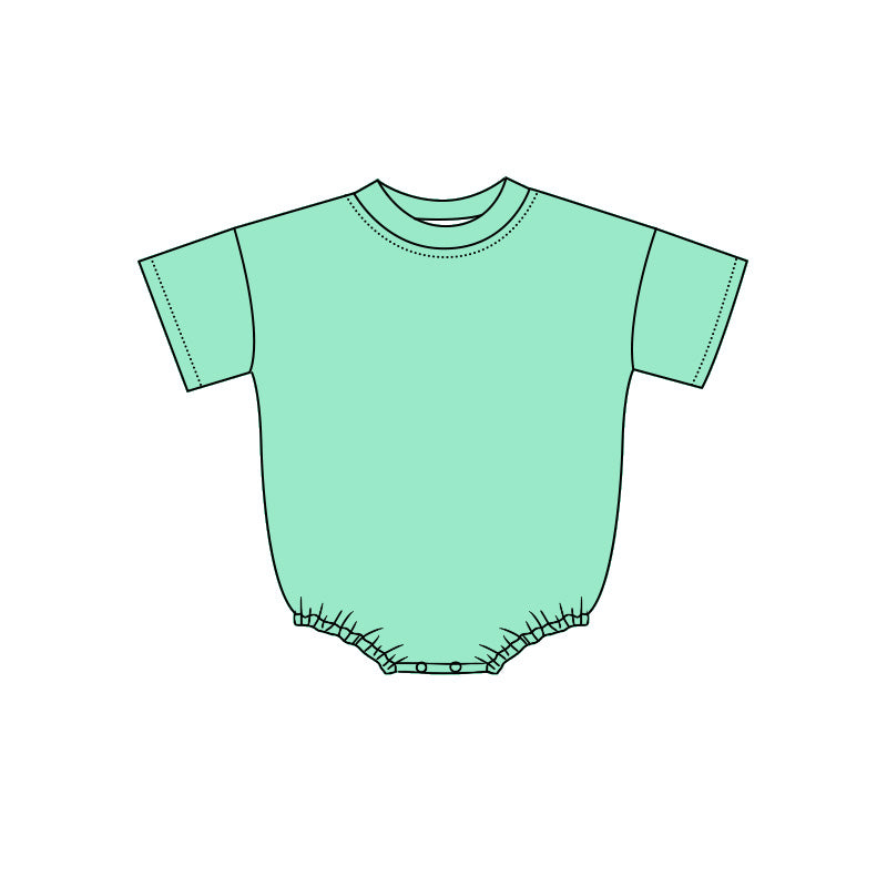( Moq 5 ) Preorder Baby Kids Infant Short Sleeves Bubble Cotton Romper Green Clothes
