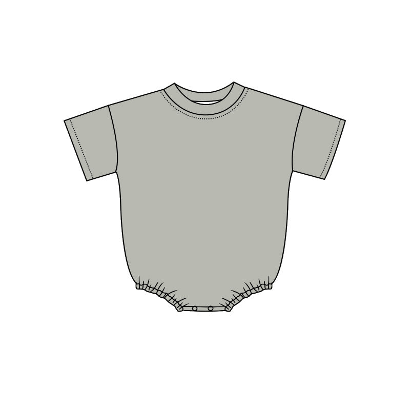 ( Moq 5 ) Preorder Baby Kids Infant Short Sleeves Bubble Cotton Romper Grey Clothes