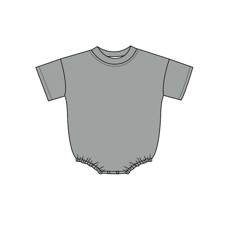( Moq 5 ) Preorder Baby Kids Infant Short Sleeves Bubble Cotton Romper Dark Grey Clothes