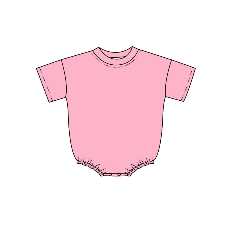 ( Moq 5 ) Preorder Baby Kids Infant Pink Short Sleeves Bubble Cotton Romper Clothes