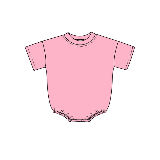 ( Moq 5 ) Preorder Baby Kids Infant Pink Short Sleeves Bubble Cotton Romper Clothes