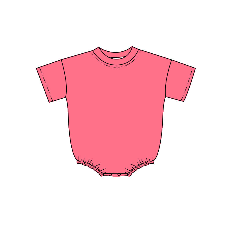 ( Moq 5 ) Preorder Baby Kids Infant Bright Pink Short Sleeves Bubble Cotton Romper Clothes