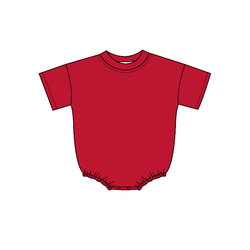 ( Moq 5 ) Preorder Baby Kids Infant Red Short Sleeves Bubble Cotton Romper Clothes