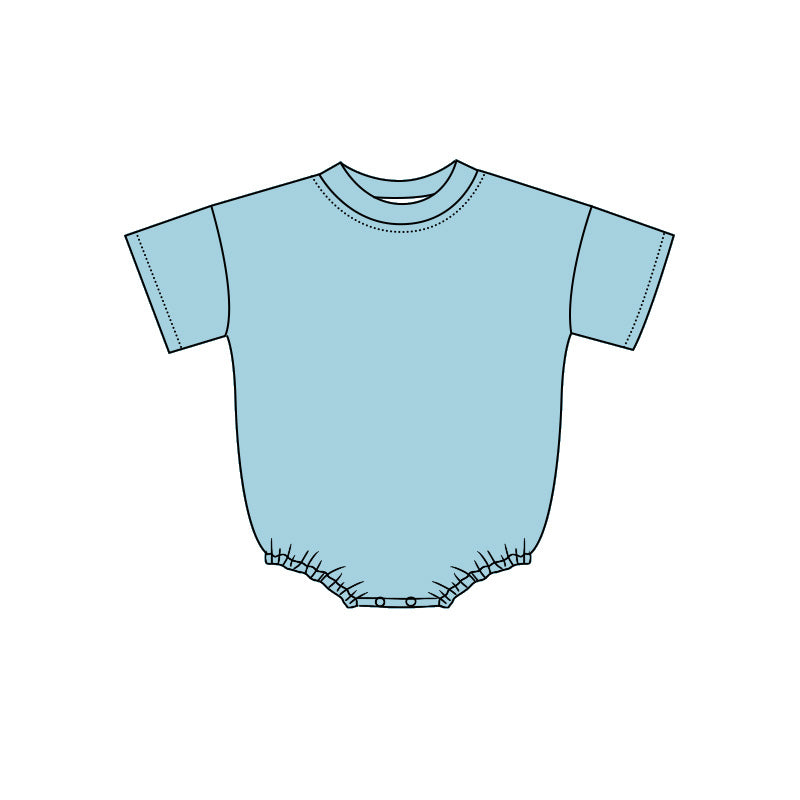 ( Moq 5 ) Preorder Baby Kids Infant Blue Short Sleeves Bubble Cotton Romper Summer Clothes