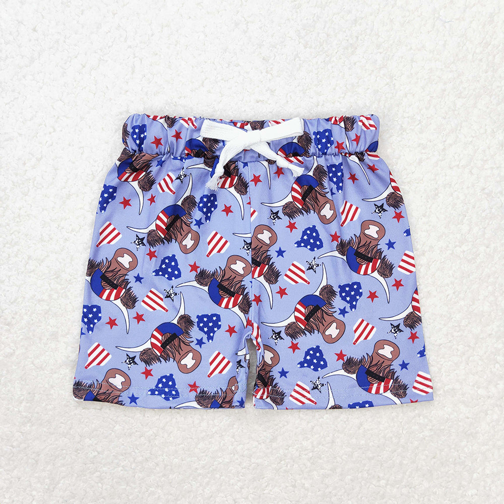 Baby Boy Summer July 4th Trucks Cow Sibling Shorts RTS