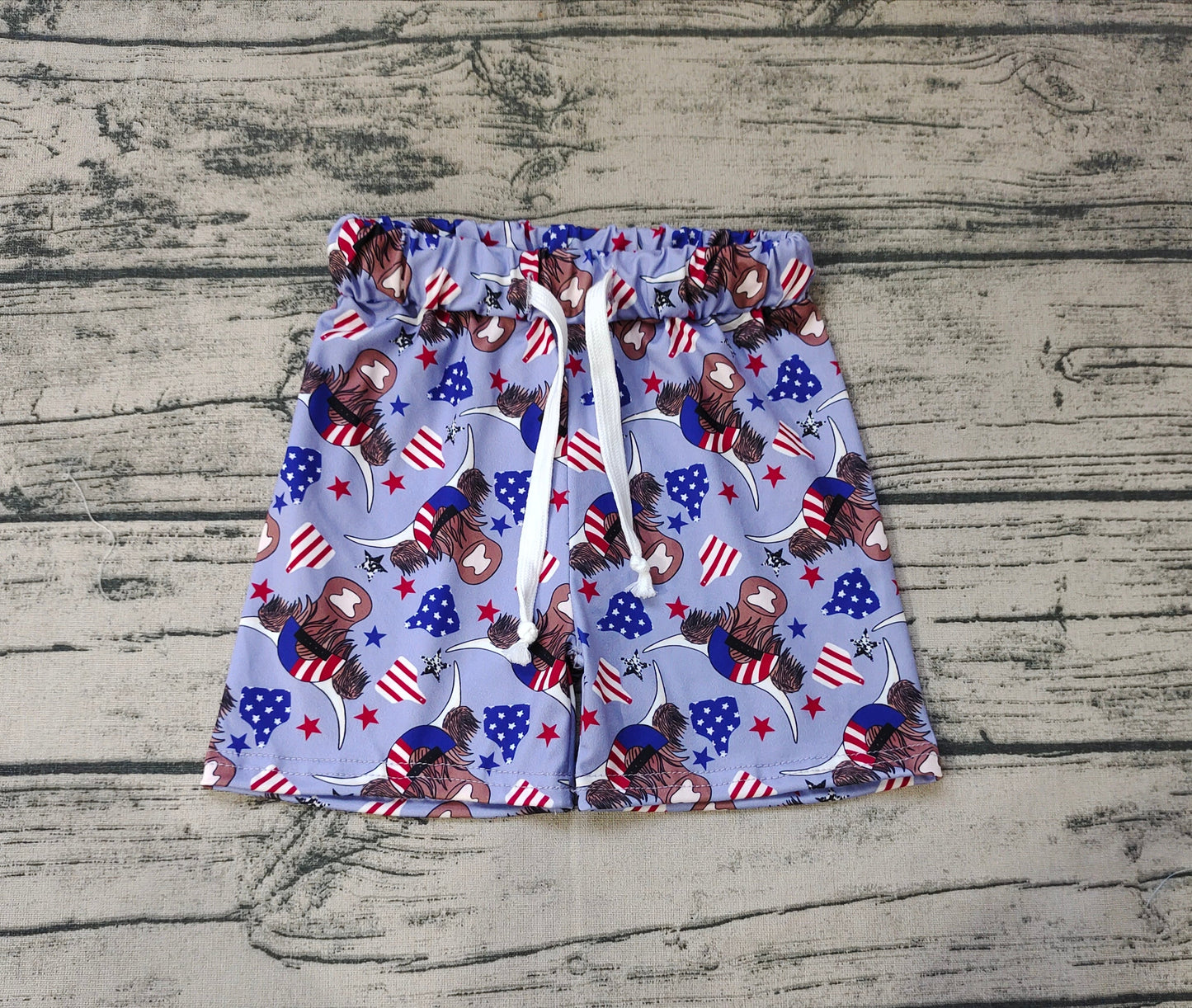 Baby Boy Summer Western Cow July 4th Shorts