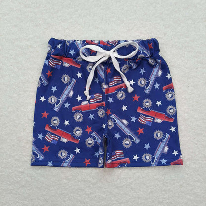 Baby Boy Summer July 4th Trucks Cow Sibling Shorts RTS