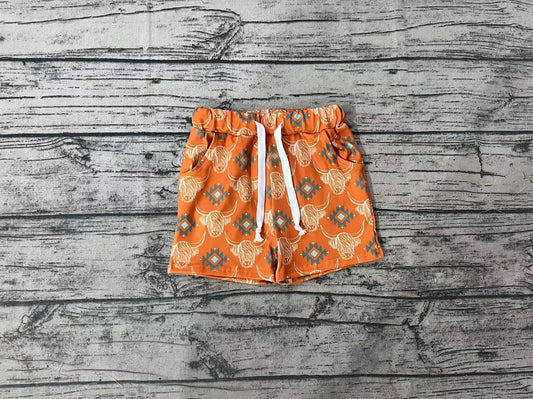 Pre-order Baby Boy Cow Aztec Western Pocket Shorts