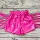 Baby Girl Dark Pink Tassel Leather Shorts