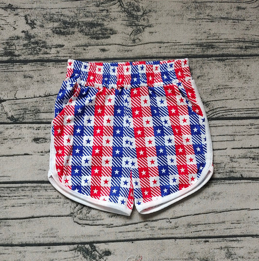 Pre-order Baby Girl Plaid Stars July 4th Summer Shorts