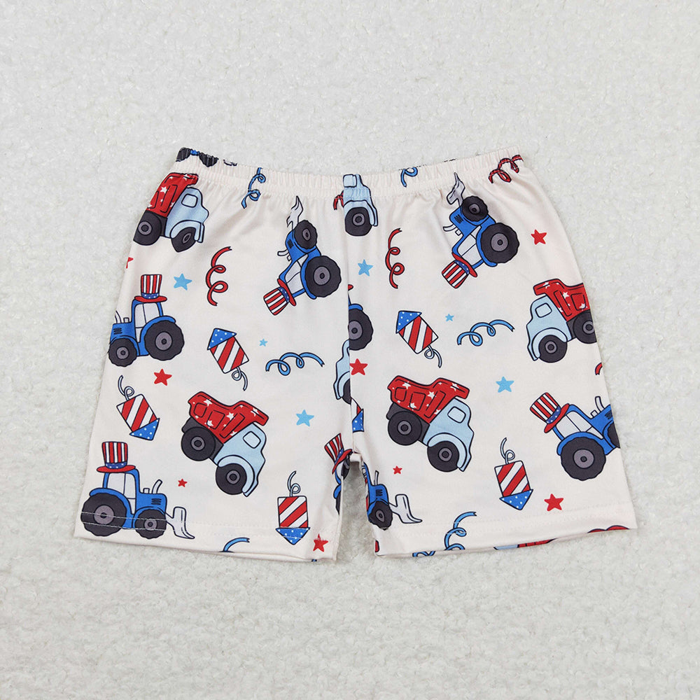 Baby Boy Summer July 4th Trucks Cow Sibling Shorts RTS