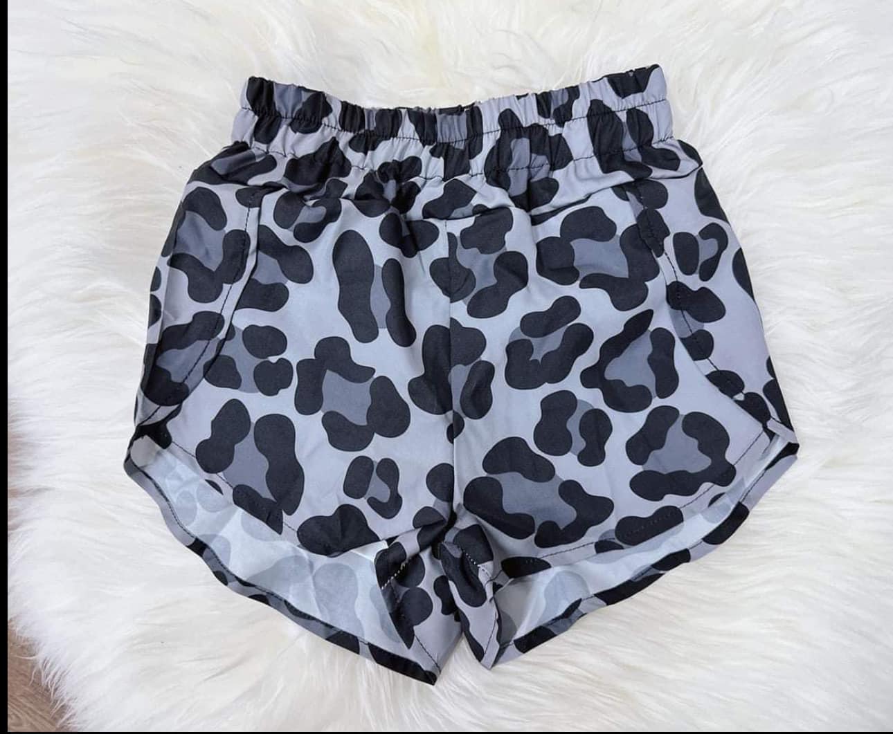 Pre-order Baby Girl Grey Leopard Summer Shorts