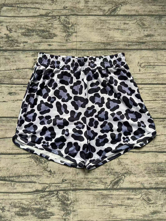 Preorder Adult Women Grey Leopard Summer Shorts（ No moq ）