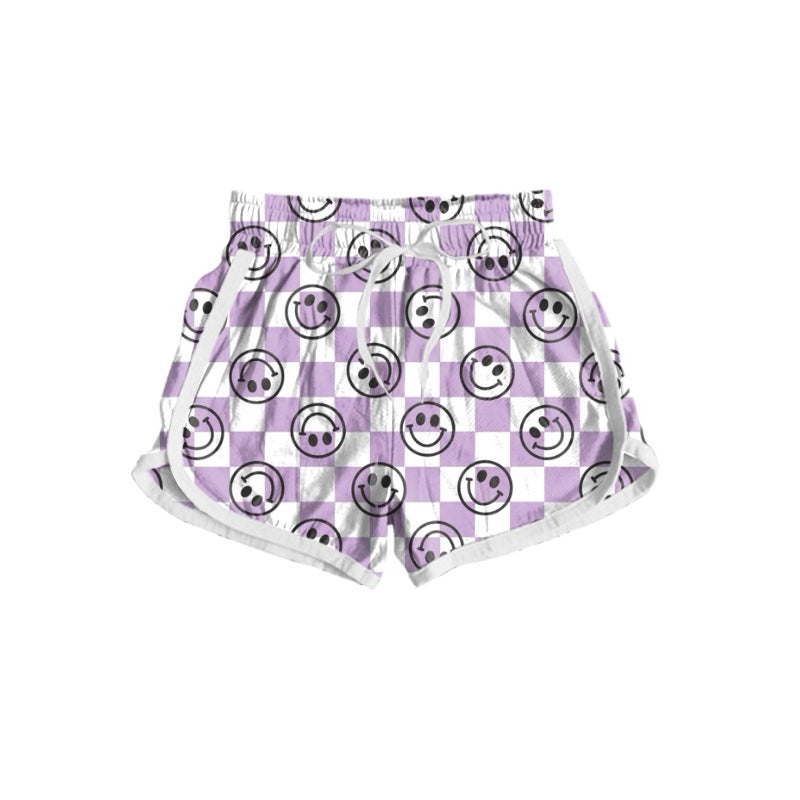 Preorder Adult Women Smile Purple Checkered Summer Shorts
