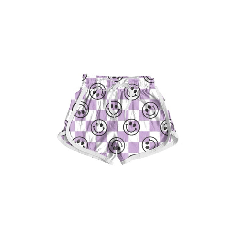 Preorder Baby Girl Smile Purple Checkered Summer Shorts