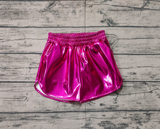 Preorder Baby Girl Pink Pocket Leather Elastic Bottom Shorts（ No moq ）