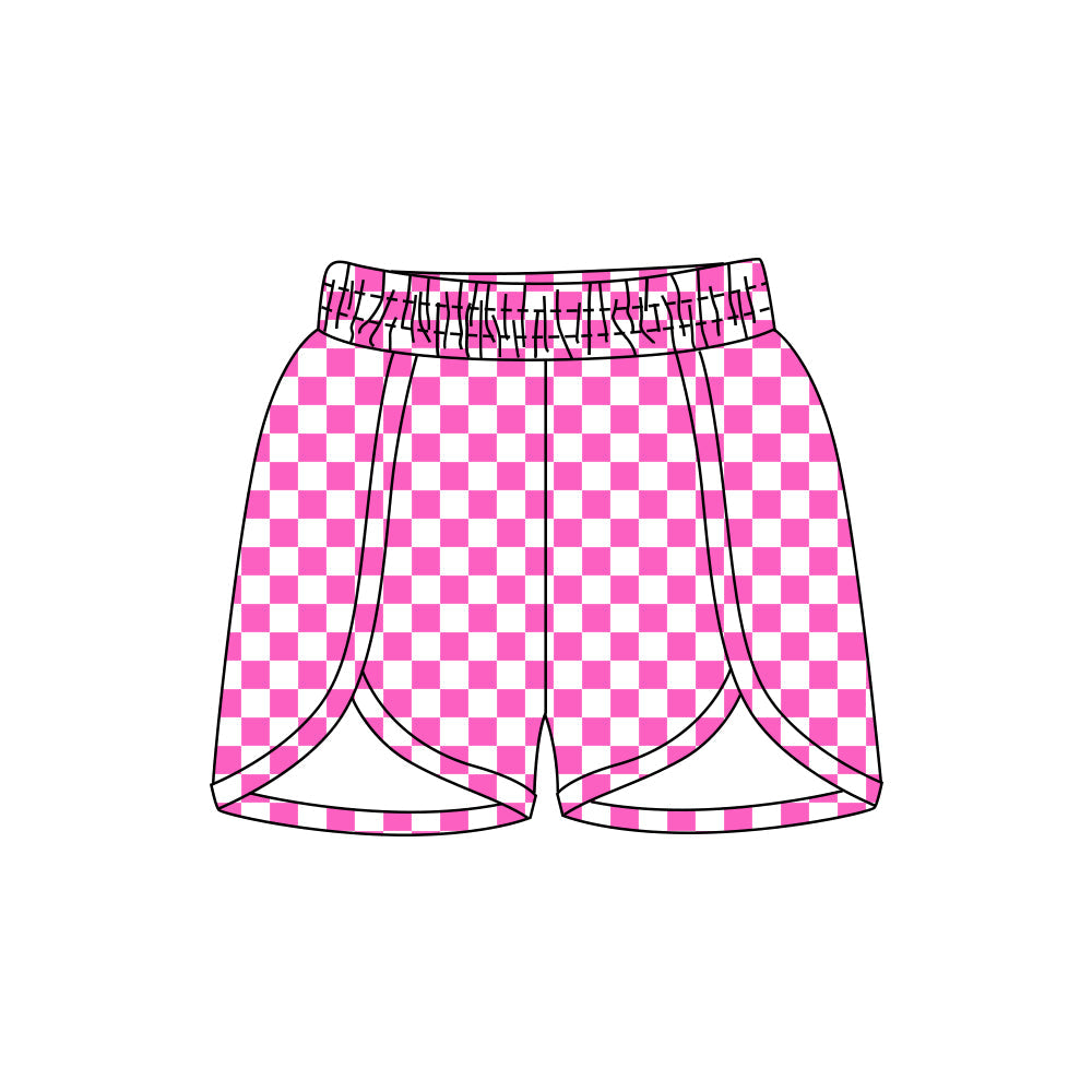 Preorder Adult Women Pink Checkered Summer Shorts