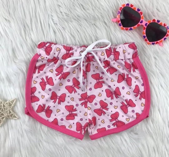 Preorder Baby Girl Pink Bows Hearts Sports Bottoms Shorts ( Moq 5 )