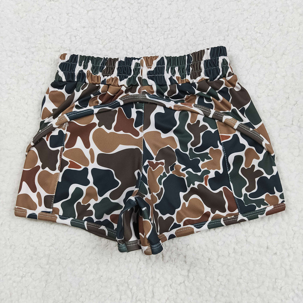 Baby Girl Adult Women Camo Yoga Active Zipper Shorts Sibling Mommy and Me Bottoms RTS