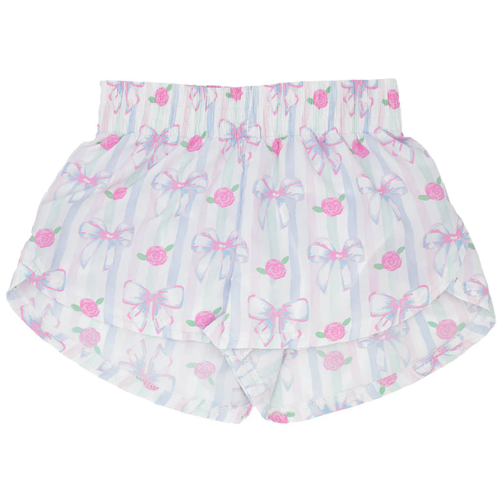 Preorder Baby Girl Toddler Stripes Flower Bows Shorts Bottoms ( Moq 5 )