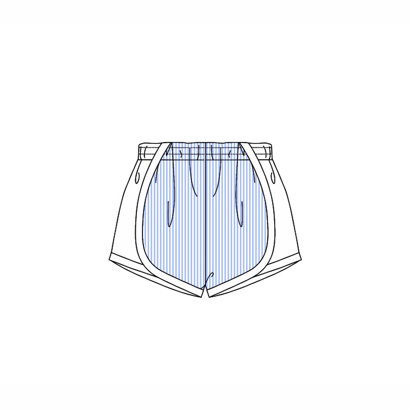 Preorder Baby Girl Toddler Blue Stripes Shorts Bottoms ( Moq 5 )