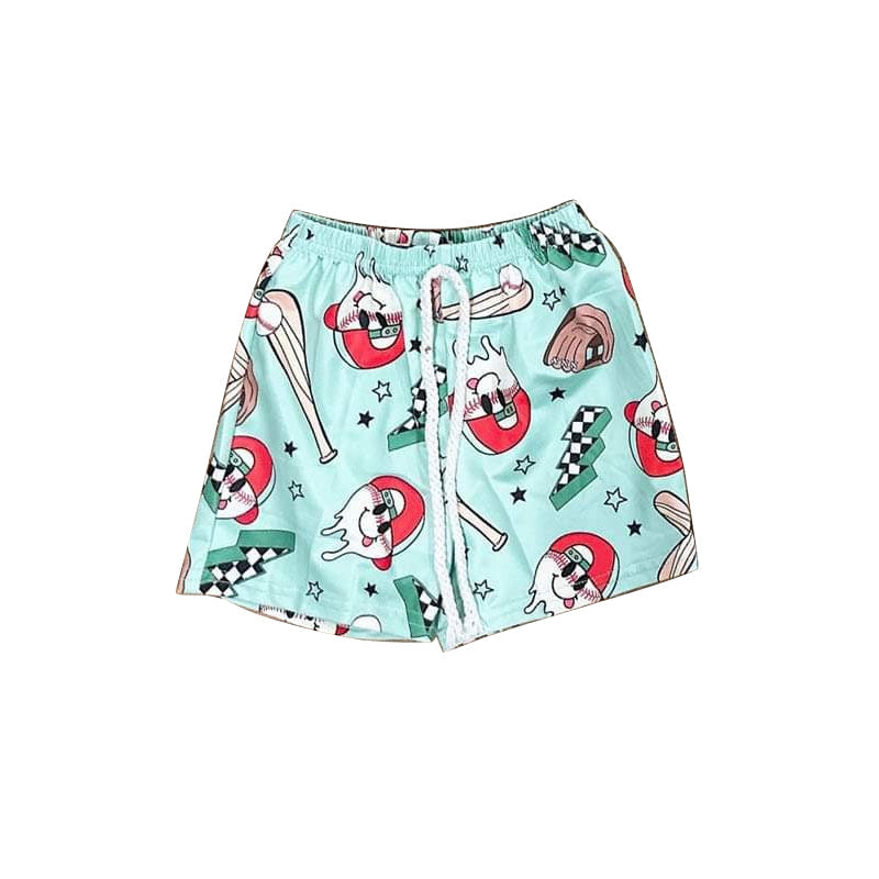 Preorder Baby Boy Baseball Green Shorts Bottoms ( Moq 5 ）
