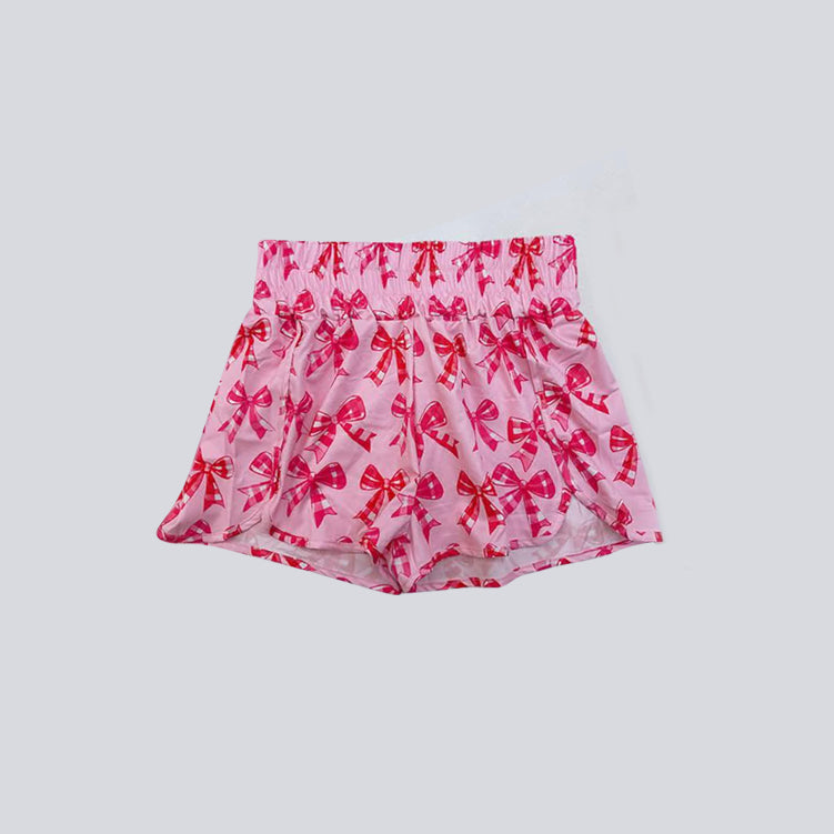 Preorder Baby Girl Toddler Pink Bows Yoga Active Shorts Bottoms ( Moq 5 )