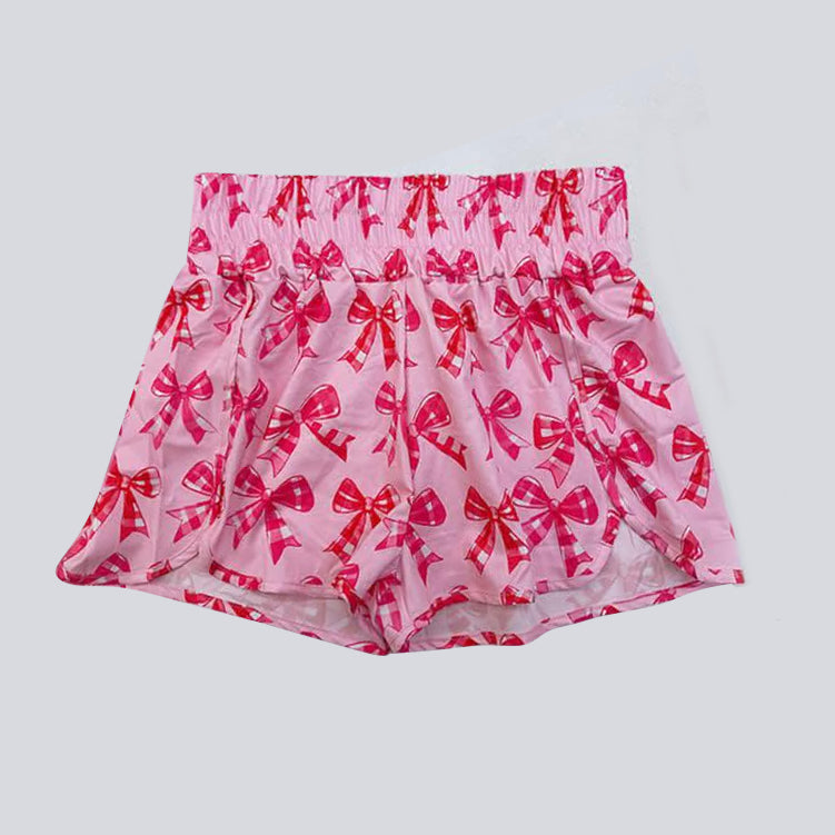 Preorder Adult women Pink Bows Yoga Active Shorts Bottoms  ( Moq 5 )