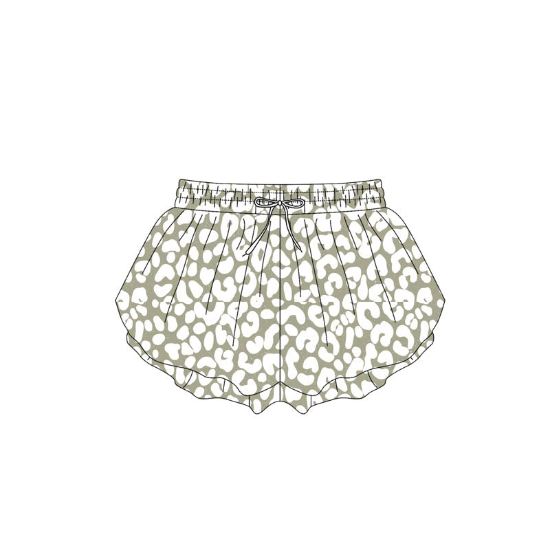 Preorder Baby Girl Leopard Summer Green Shorts Bottoms ( Moq 5 )