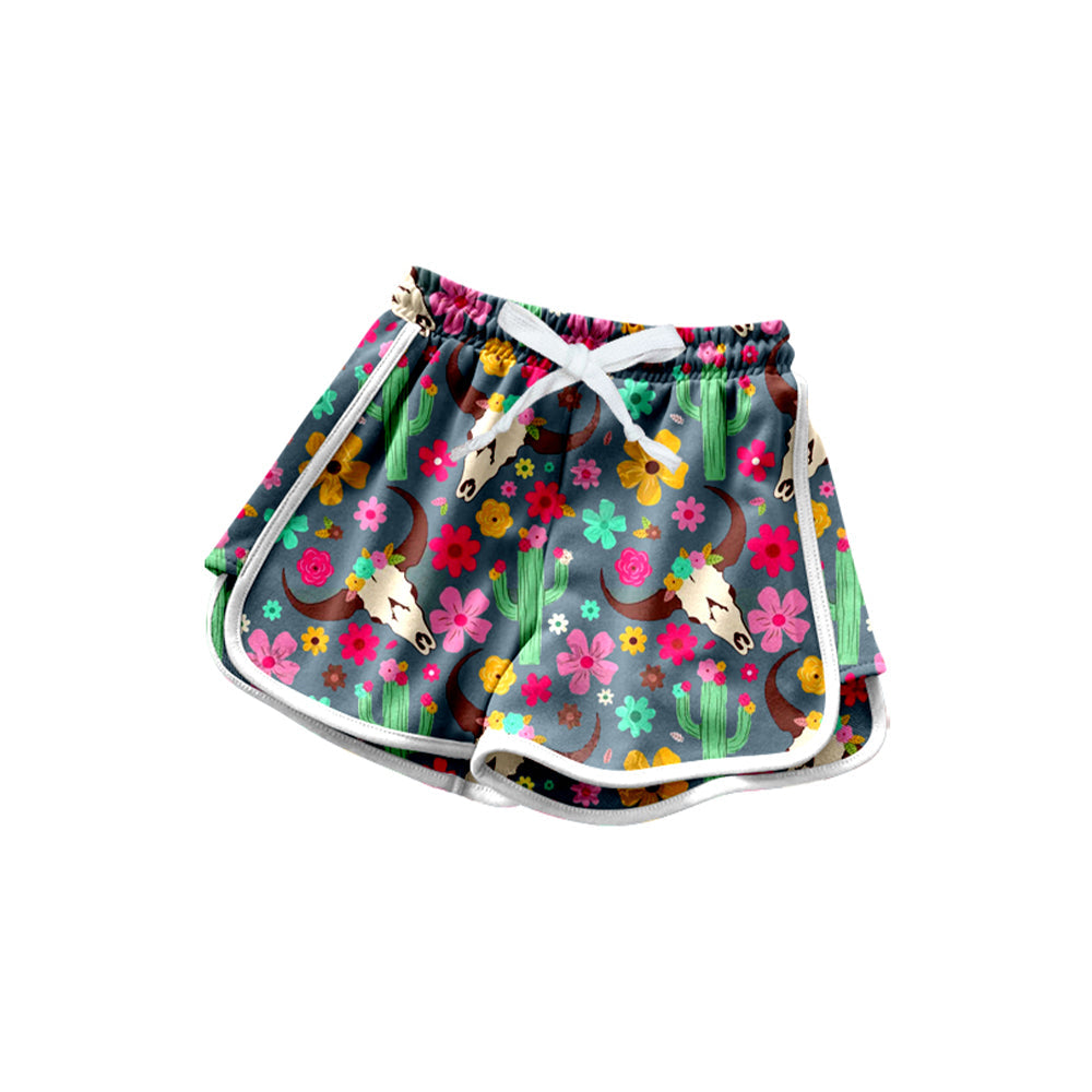 Preorder Baby Girl Western Flower Cow Cactus Shorts Bottoms ( Moq 5 )