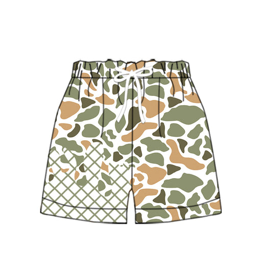 ( Moq 5 ) Preorder Boys Kids Toddler Orange Green Camo Drips Summer Shorts Bottoms