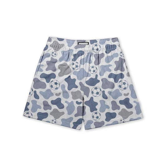 ( Moq 5  ) Boys Kids Soccer Grey Camo Summer Pockets Shorts Bottoms